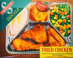 Fried chicken frozen meal from 1960's.